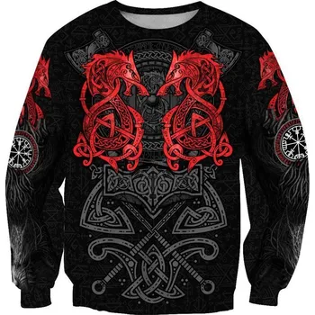 Pánská mikina Mikina na zip s originálním potiskem viking vlk Velikost: XS, Barva (Varianta): Mikina