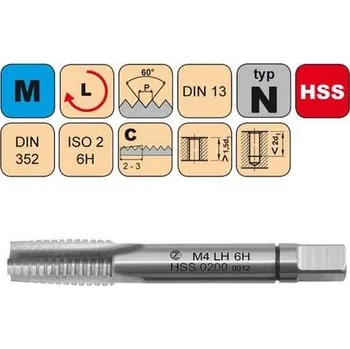 Ruční nářadí NÁSTROJE CZ Závitník sadový M30x3,5 I LH ISO2 HSS DIN 352 LEVÝ - CZZ0200L-M30-I-ISO2