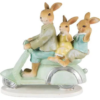 Velikonoční dekorace králičí rodinka na skútru - 17*7*15 cm