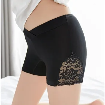 Těhotenská podprsenka Těhotenské kalhotkové šortky s pohodlným nízkým pasem a ozdobnou krajkou Barva: Černá, Velikost: M