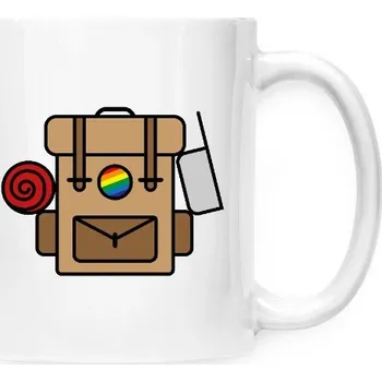 Hrnek malý bílý s potiskem LGBT cestovatel
