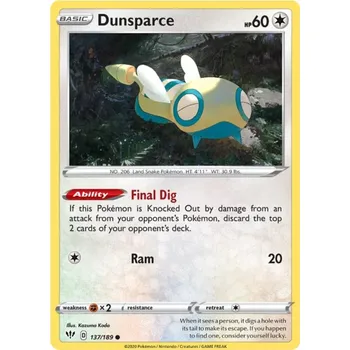 Sběratelská karetní hra Dunsparce 137/189 - Darkness Ablaze Typ karty: Non-Holo