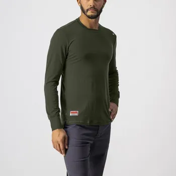 cyklistický dres CASTELLI Cyklistické triko s dlouhým rukávem - MERINO LS TEE - zelená