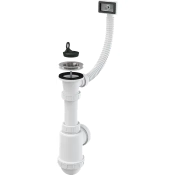 Sifon Alca A444-DN50/40 Sifón drezový s nerezovou mriežkou DN70 a flexi prepadom