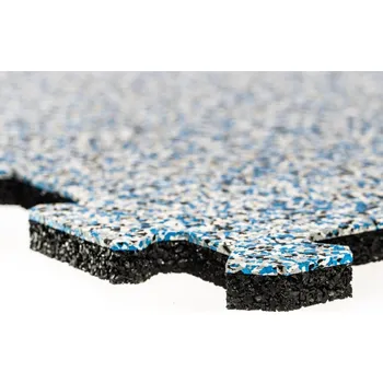 Rohožka Modrá gumová podlahová deska (puzzle - roh) FLOMA Sandwich EPDM - délka 100 cm, šířka 100 cm, výška 1,5 cm - 88009939