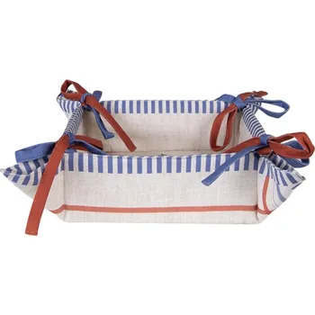 chlebník Béžový bavlněný košík na pečivo s kohoutem Devine French Roster – 35x35x8 cm