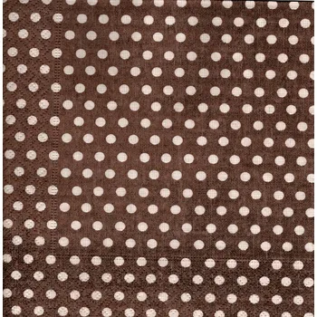 Papírový ubrousek UBR-E134, Ubrousek, 16x16 cm, BÉŽOVÉ PUNTÍKY NA SVĚTLE HNĚDÉM, 1 kus