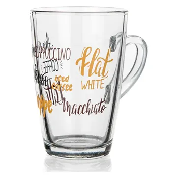 Hrnek skleněný s dekorem Cafe, 350 ml