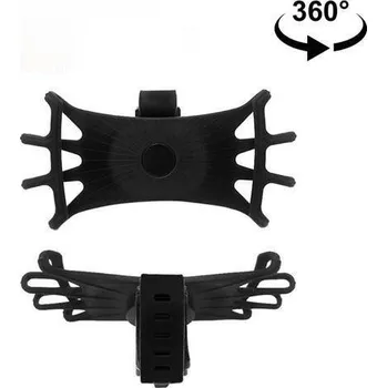 360° otočný silikonový držák na telefon pro kolo a motorku - Černá