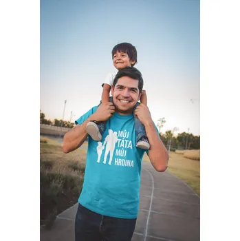 Pánská móda Pánské tričko Můj táta, můj hrdina Barva: Tyrkysová, Velikost: L