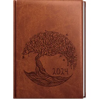 Diář Baloušek Tisk David Vivela A5 denní 2024 hnědý/strom