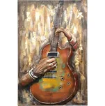 Nástěnný 3D kovový obraz ruce hrající na kytaru – 80x4x120 cm + doprava zdarma