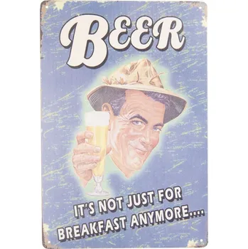 Plechová cedule Světle modrá kovová cedule BEER s úmyslným odřením a patinou- 20*30 cm – 20x1x30 cm