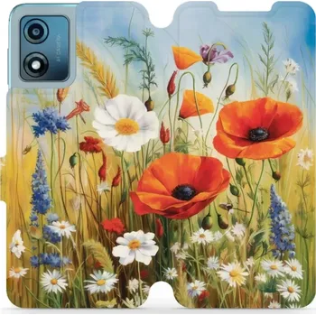 Pouzdro na mobilní telefon Flipové pouzdro Mobiwear - Motorola Moto E13 - VP43S Letní louka (Knížkové flip pouzdro, obal, kryt na mobil Motorola Moto E13 - VP43S Letní louka, materiál Umělá kůže + TPU - ochrana 360°, stojánek, silikonová vanička, magnetické zavírání)