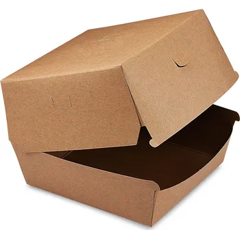 Jednorázové nádobí Burger box kraft nepromastitelný 13,5x13,5x10 cm 50ks