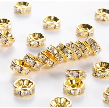 Dětské navlékací korálky Rondelka zlatá 6mm (10ks)