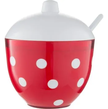 Cukřenka Cukřenka červená s bílým puntíkem MARUSYA, plast - d11,4x9,7x11,8cm