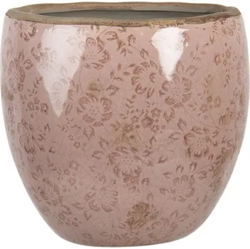 Obal na květináč Růžový keramický květináč s popraskáním Iwan M – 18x17 cm