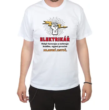Pánské tričko Tričko - Elektrikář - bílé - XXL
