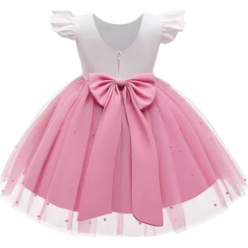 Dívčí šaty Společenské šaty pro princeznu s volánky a mašlí Velikost: 3T, Barva (Varianta): růžová 750