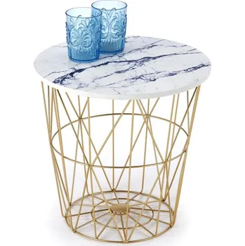 Konferenční stolek Konferenční stolek HARISSA — kov, zlatá / bílá Halmar