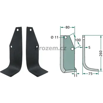 Pracovní nůž Frézovací klenutý nůž pravý pro Holder, 1832440510, 100/11/260 mm