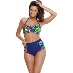 Modré bikiny s tropickým vzorem a vysokým svrškem Madison Spot M-537 (1) Velikost: S