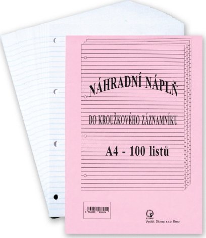 Náplň do záznamníku A4, 100 listů, linka