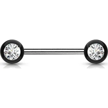Piercing Piercing do bradavky chirurgická ocel se zirkony (černý)