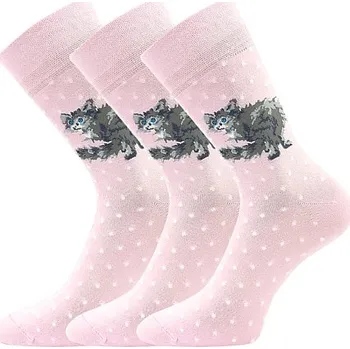 Dámské ponožky LONKA Ponožky dámské bambusové FOXANA s obrázkem KOČKY (3 páry) 35-38 119971