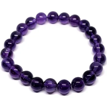 Náramek Luxusní ametystový krystalový náramek – přírodní kámen, 8 mm