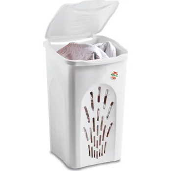 Koš 50l na použ.prádlo bílý děrov.56x37x37cm