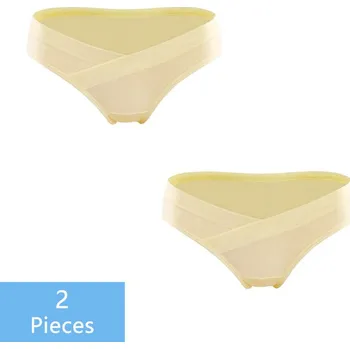 Těhotenská podprsenka Těhotenské kalhotky 2 ks s vykrojením pod bříškem Barva: Žlutá, Velikost: L