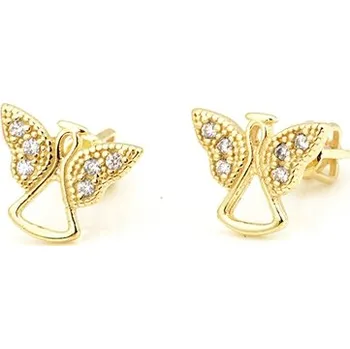 Náušnice Stříbrné pozlacené náušnice andělé STNAU1512F