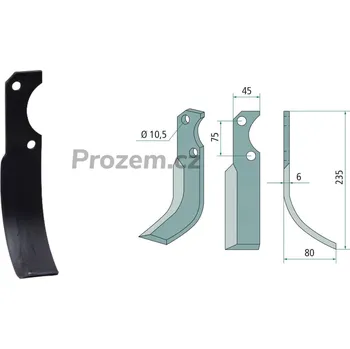 Pracovní nůž Frézovací nůž pravý pro Fort, 75/10,5/235 mm