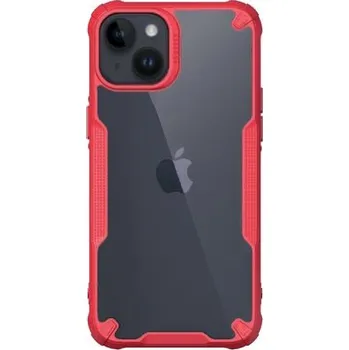 Pouzdro na mobilní telefon Transparentní kryt se zesílenými rohy pro iPhone 14 - červený