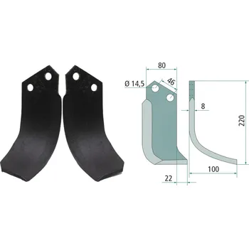 Frézovací nůž levý pro Breviglieri, 0003061S, 46/14,5/220 mm