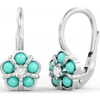 Náušnice SOLUNA Podmanivé zlaté dívčí náušnice pomněnky MYSTIS bílé zlato