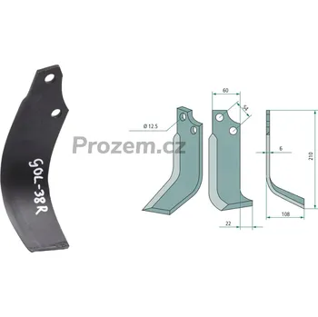 Frézovací nůž pravý pro Goldoni, 20136, 54/12,5/210 mm