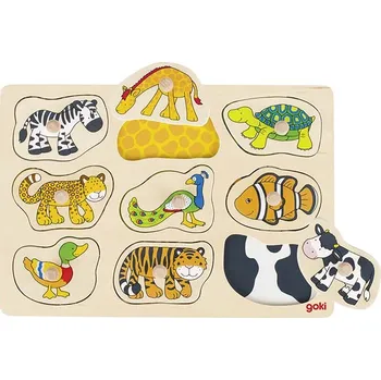 Goki Puzzle s dřevěnými úchytkami, 9 dílů
