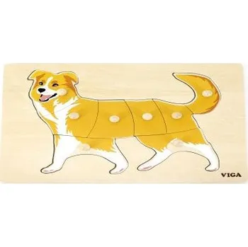 Dřevěná hračka Montessori dřevěná skládačka s úchyty - PES