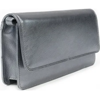 Kabelka Arwel Kožené psaníčko s popruhem - česká výroba; tmavě stříbrná SKL