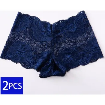 Kalhotky Dámské krajkové kalhotky s nohavičkou 2 ks Barva: modrá (2715-2qingse), Velikost: 4XL