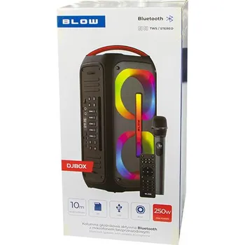 Bluetooth reproduktor RGB BLUETOOTH Aktivní reproduktor BLOW DJBOX s mikrofonem , dálkovým ovladačem 250W