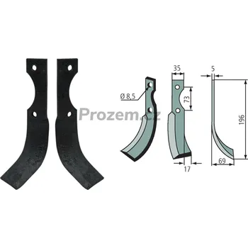 Frézovací nůž pravý pro Eurosystems, 73/8,5/196 mm
