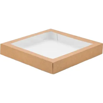 Jednorázové nádobí Toppapír Box na SUSHI papírový s oknem PLA 320/320/50mm 50ks