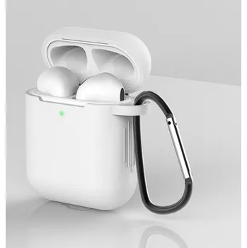 Příslušenství pro sluchátka Pouzdro pro Apple Airpods - silikon - kouřová bílá (Silikonový obal na Apple Airpods bílý průhledný)