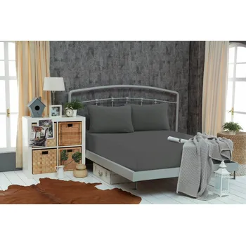 Prostěradlo Prostěradlo, Jersey s elastanem a s napínací gumou, tmavě šedé