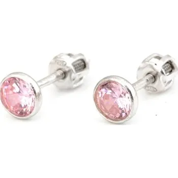 Náušnice Stříbrné náušnice pecičky s růžovými zirkony STNAU1502F