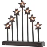 svícen vánoční 7 svíček LED,teplá BÍ,hvězda,kov.,26x6x27cm
